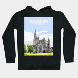 Salisbury Cathedral Wiltshire. Travel poster Hoodie